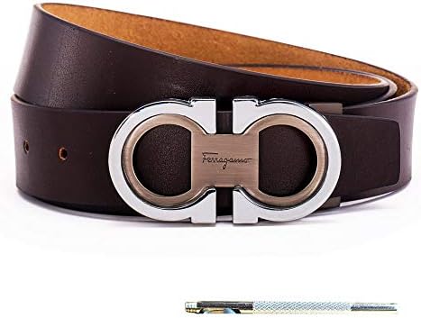 Men's Genuine Leather Belt Adjustable Buckle, by Trim to Fit
