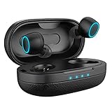 true wireless earbuds hi fi stereo sound bluetooth headphones longer battery time noise cancelling bluetooth 5 0 one step pairing built in mic and magnetic inductive chanrging case