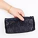 JET-BOND JJ17 Black Lace Transparent Organizer Purse Clutch Zipper Bag Set of 2 (Black set of 2)