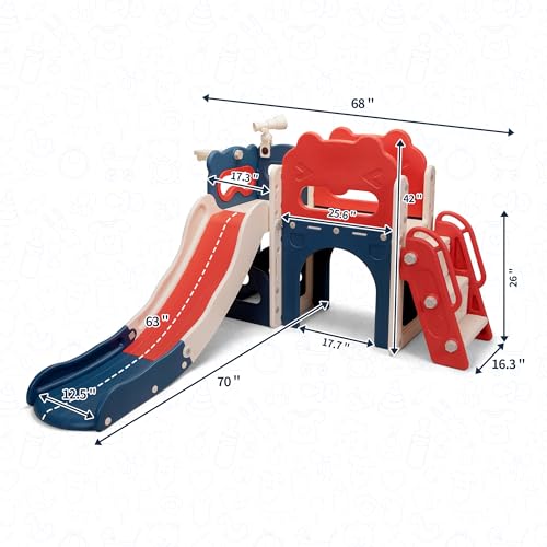 7in1 Castle Amusement Playground Playhouse, Indoor Outdoor Playset