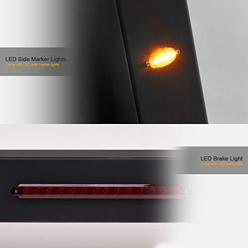 Stehlen 733469495291 Universal Adjustable Truck Bed Chase Rack Roll Bar with 3rd Third Brake Light & 2x LED Work Lamps Bars & 6x Amber Side Marker - Matte Black
