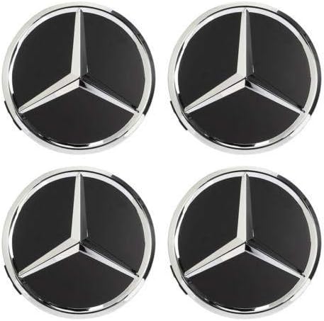 4x Mercedes-Benz Dark Blue Wheel Center Hubcaps – 75mm Emblem Rim Cap Set - View #3