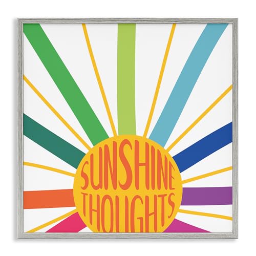 Stupell Industries Sunshine Thoughts Phrase Rainbow Sunrise Striped Rays