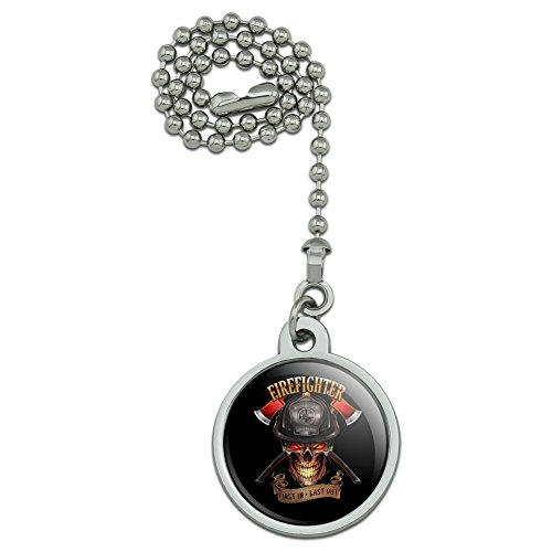 Graphics and More Firefighter Skull First In Last Out Fireman Ceiling Fan and Light Pull Chain