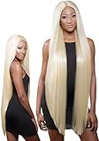 HAIR REPUBLIC 42” Super Long Length Swiss Lace Front Synthetic Wig with Super Deep i Part, 100% Heat Retardant Fiber, Super Long Straight - Color# LIGHT BLONDE