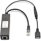 PoE Splitter for Nest Cam Outdoor &amp; Nest Cam Indoor, iPads and other Tablets, Remote USB Power over Ethernet, Use with PoE Switches, 5Volts 10 Watts Output by Wasserstein (Female USB)