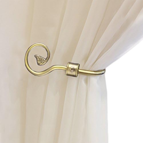 YYC 1Pair Urn Bronze Leaf Holdback Drapery Simple Curtain Wall Hook Window Decoration (Style 2)