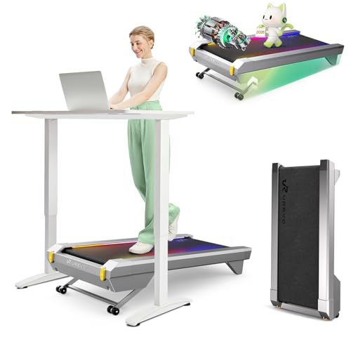 UREVO CyberPad Smart Walking Pad with 14% Auto Incline, Slim Under Desk Treadmill for Office Fitness, Brushless Motorized, Elegant Speed Lights, Spacious Surface, Digital Controller, AI-Powered App