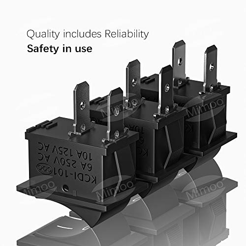 Interruptores para Coche Mimoo 20pcs Interruptor Coche Rocker Interruptor 10A / 125V, 6A / 250V SPST On/Off Auto Boton… - Imagen 6