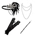 Cizoe 1920s Gatsby Accessories Set for Women Flapper Headband 20s Headpiece Necklace Gloves (set9)
