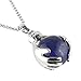 BEADNOVA Healing Synthetic Lapis Lazuli Gemstone Necklace Crystal Ball Pendant Necklace with Stainless Steel Chain 18 Inches