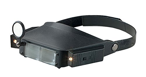 Vinyl Headstrap Magnifier w/ Dual Lights Jewelry Magnifying Visor Diamond Gemstone Jewelry Making Repair Inspection Tool