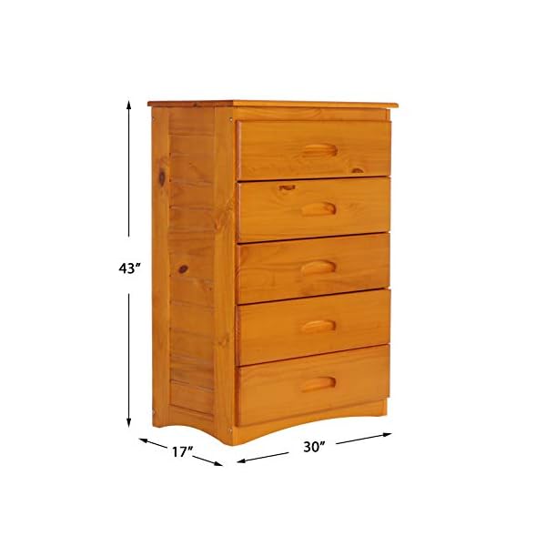 Discovery World Furniture 5 Drawer Chest, Honey