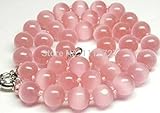 Fashion Aaa++ 10MM Pink Mexican Opal Round Necklace 18'' Beads Jewelry Natural Stone