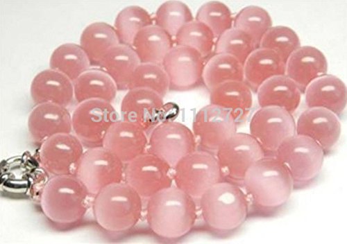 Fashion Aaa++ 10MM Pink Mexican Opal Round Necklace 18'' Beads Jewelry Natural Stone