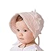 Bigface Up Baby Girls Eyelet Lace Breathable Bonnet Sun Protection Hat Christening Bonnet(Pink)