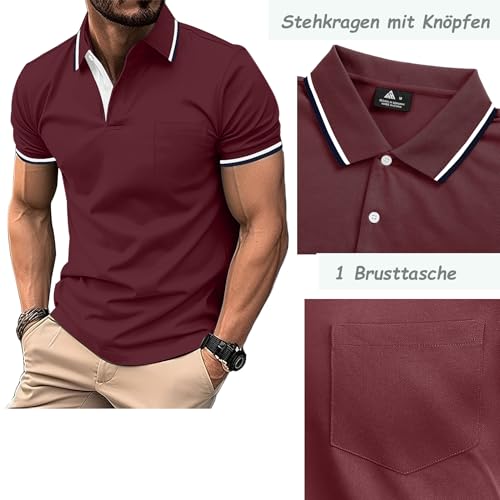 LLdress Men's Polo Shirt 5 Pack Short Sleeve Golf Shirt Lightweight Breathable T Shirt Tennis Summer