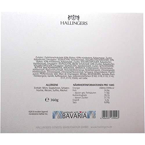 Hallingers 30er Pralinen-Mix handgemacht, teilweise mit Alkohol (360g) - Glitzerweiß (Pralinenbox) - Geburtstag… – Bild 3