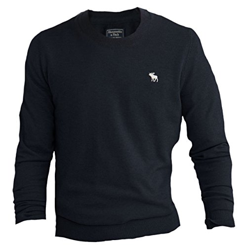 Abercrombie Men's Icon Crew-Neck Merino Wool Blend Sweater, M, Navy