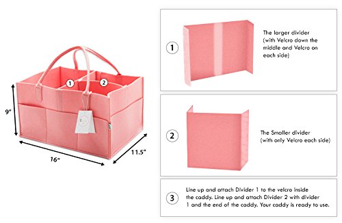Little Tinkers World Baby Diaper Caddy & Extra Large Organizer for Diapers, Wipes & Nursery Storage Bin â€“ Pink