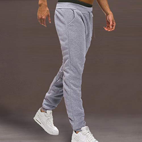 AgrinTol Mens Sports Pants, Men's Splicing Printed Overalls Casual Pocket Sport Work Casual Trouser Pants Gray - Thumbnail 3