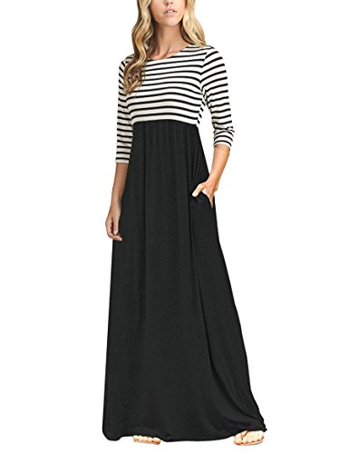 Tecrew Womens Casual 3 4 Sleeve Maxi Dress Striped Empire | Desertcart  Gambia