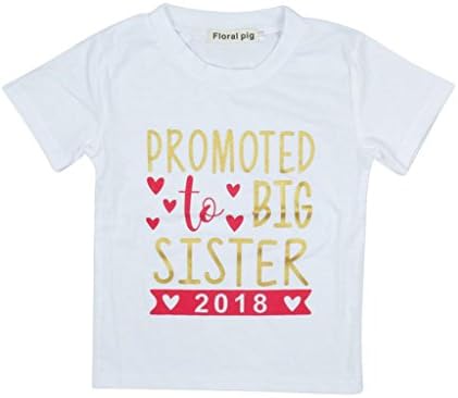 Creative Girl Promoted To Big Sister Letter Print Crew Neck Short Sleeve T-Shirt