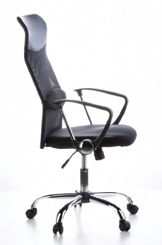 hjh-OFFICE-621100-Sedia-da-UfficioSedia-Girevole-ARIA-HIGH-Mesh-Nero-Supporto-Lombare-Regolabile-Braccioli-Fissi-Schienale-Ergonomico--Alto