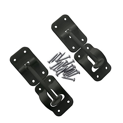Camp'N T-Style 3 1/2" Door Latch-Holder-Catch with Hardware for RV, Trailer, Camper, Motor Home, Cargo Trailer - OEM Replacement (Black 2-Piece)