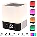 Wireless Bluetooth 4.0 Speaker Portable HIFI Stereo with Led Light Lamp and Alarm Clock, Hands-free Calls,Quality Sound, Touch Sensor, MP3 Player, Support SD TF Card, 3.5mm AUX Jack (White)