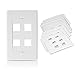 Cable Matters UL Listed 10-Pack 4 Port Keystone Wall Plate (Cat6, Cat5e Ethernet Wall Plate) in White