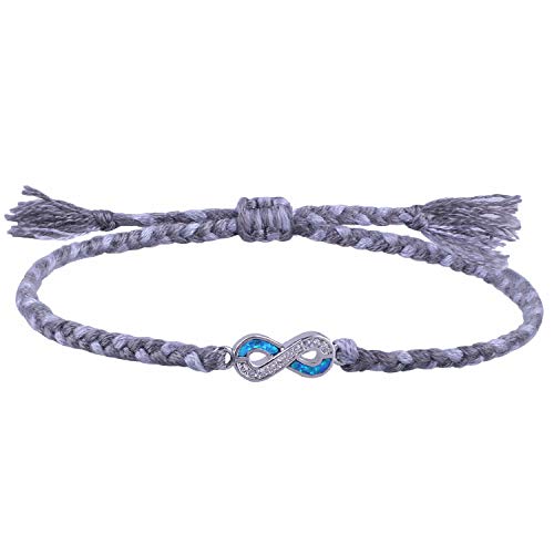 Braided Rope Bracelet Waterproof String Ocean Surfer Bracelet for Wrist Ankle Created Opal Infinity Endless Love Symbol Adjustable Bracelet for Women Man