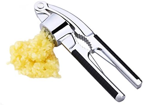 Angel Legend Garlic Press,Professional Ergonomic Heavy Duty Safety Built-in Nut Cracker,Stainless Steel Antiskid Handle with Silicone Tube Roller-Mince and Crush Garlic and Ginger Easily (Black)