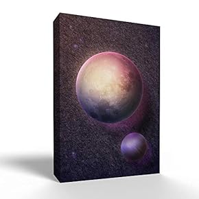 Canvas Wall Art - Galaxy Colorful Super Big Red Moon for Living Room - Modern Home Art Stretched and Framed Ready to Hang - 12x18 inches