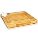 NutriChef Bamboo Natural Cheese Board Set with Bonus Condiment Cup-Extra Large Size 100% Home Organic Wooden Plate and Charcuterie Tray with 4 pcs Cutting Knife Slicer, 13