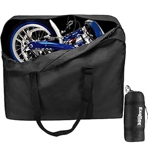 Exqline Fiets-transporttas, 1680D Oxford vouwfietstas grote draagtas fiets vervoer voor 14-20 inch vouwfiets binnen en…
