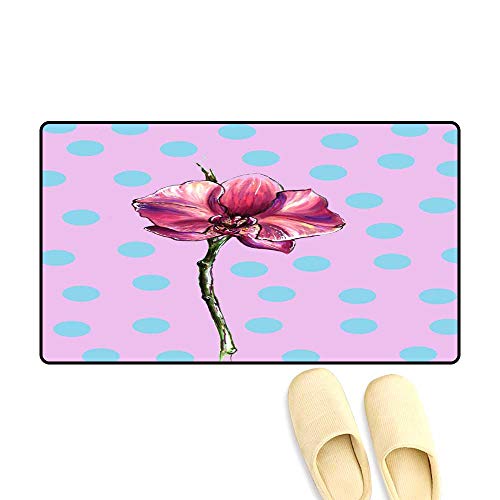 Bath Mats for Floors Han Drawn Pink Flower Orchid