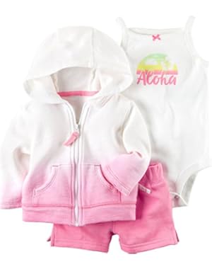 Baby Girls' 3-Piece Cardigan Tank Short Set