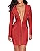 meilun Womens Deep V Front Bandage Bodycon Dress Long Sleeve Party Dress