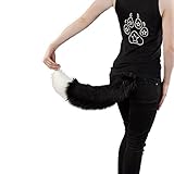 Pawstar Furry Fox Plush Mini Tail Adult Costume Cosplay - Black and White
