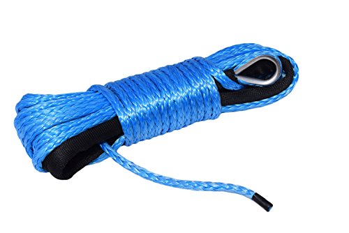 Blue 1/4"*50ft ATV Winch Line,Synthetic Rope for 4WD Parts,Off Road Rope,Synthetic Winch Cable (Blue)