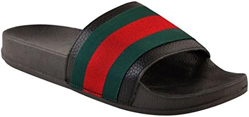 Miss Image UK Womens Striped Summer Flat Sliders Mules Comfy Ladies Sandals Pool Slides Shoes Size