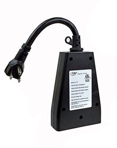 Instapark LCT-1U 15 Amp Heavy duty 24 hour Plug-in Photoelectric Outdoor Timer with Dual 3-pin Grounded & Polarized Outlets Single