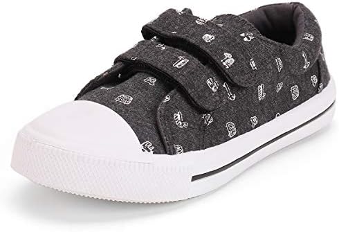 KomForme Toddler Sneakers for Boys and Girls Cartoon Dual Hook and Loops Sneakers Baby Canvas Shoes