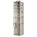 mDesign Soft Fabric Over Rod Hanging Closet Organizer - Holds Shoes, Boots Handbags, Clutches, Accessories - 16 Section Storage Unit - Chevron Zig Zag Print - Taupe/Natural