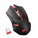 Pictek 2400DPI Adjustable Game Mice 2.4G Wireless Gaming Mouse with 7-Button,Quiet Button Design for Laptop Notebook PC Laptop Computer,Red