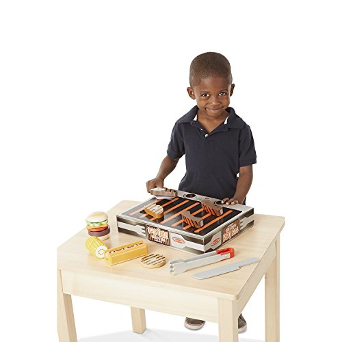 Grill & Serve BBQ Set: Wooden Play Food Set + FREE Melissa & Doug Scratch Art Mini-Pad Bundle (92807)