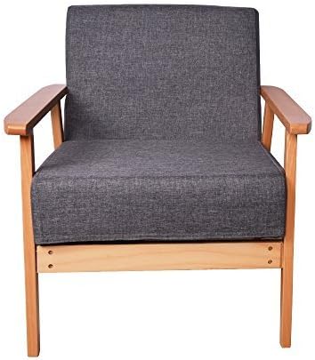 Hollylife Grey Fabric Armchair Occasional Chair Sofa Relax Seat For Living Dining Room Lounge Office