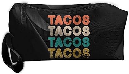 Retro Vintage Fun Mexican I Love Tacos Portable Zipper Storage Bag Make-Up Pouch Beauty Cosmetic Bag Sewing Kit Medicine Bag