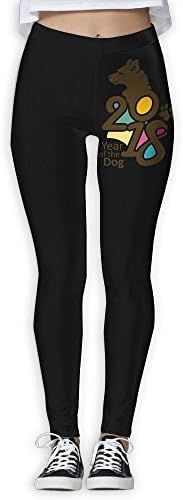 KLYUJIA Yoga Pants, Women's Power Flex 2018 Year Of The Dog Yoga Leggings Tummy Control Workout Running Leggings